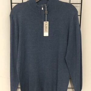 Lavane sweater mock neck blue 1/4 zipper M